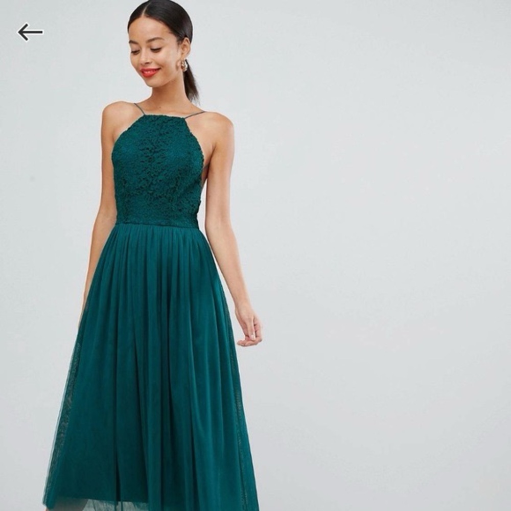 ASOS Teal Lace Midi Dress